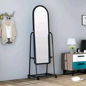 Dressing mirror with wheels and storage rack