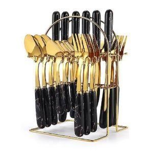 24 pieces marble cutlerly set