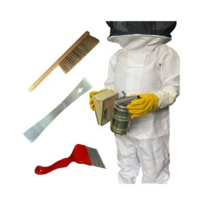 Modern bee farmers honey harvesting suit, beekeeping kit & bee smoker