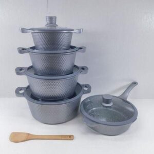 Bosch 11 PCS granite cookware set with silicone lid non stick cooking pots
